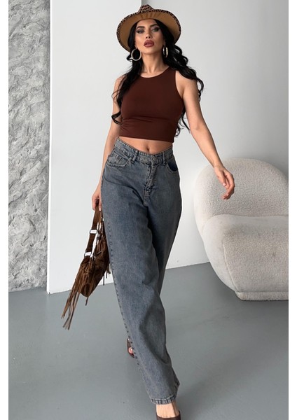 Kar Yıkamalı Baggy Kot Pantolon Kahve Tint Yikama - 27269 indirimleri