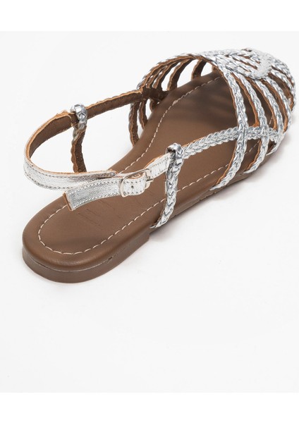 Claudıa Gümüş Örgü Kafes Tasarım Kadın Sandalet indirimleri