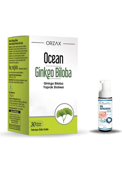 Orzax Ocean Ginkgo Biloba Takviye Edici Gıda 30 Bitkisel Kapsül + Hediye Diş Beyazlatıcı Köpük