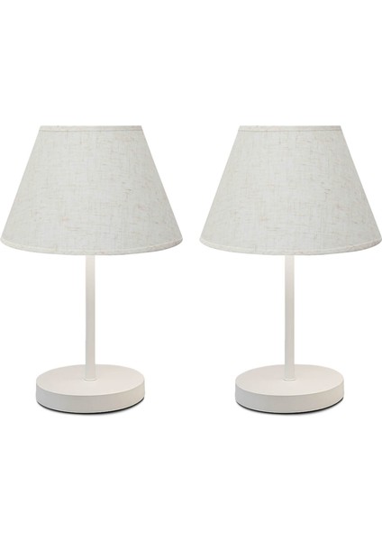 Kırçıllı Kumaş 2'li Beyaz Ayaklı Abajur Seti fiyatları