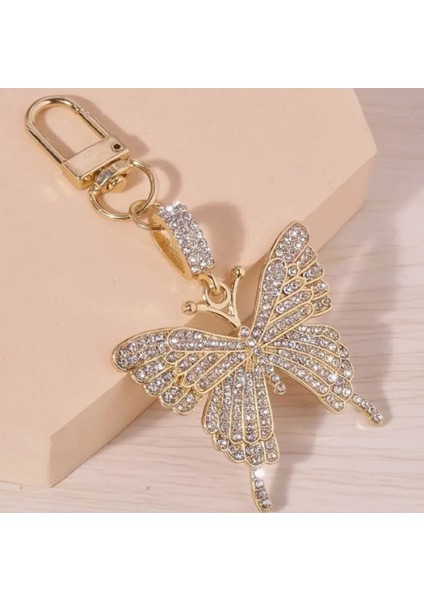 Zirkon Taşlı Kelebek Model Anahtarlık