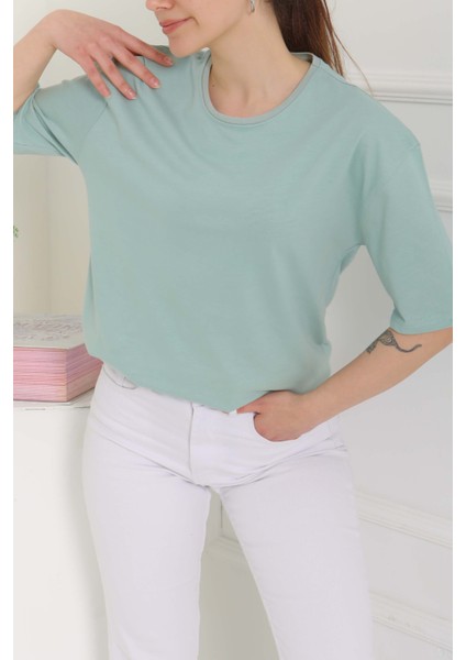 Oversize Kısa Kollu T-Şhirt Mint - 27118