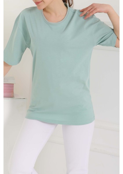 Oversize Kısa Kollu T-Şhirt Mint - 27118 fiyatları