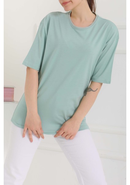 Oversize Kısa Kollu T-Şhirt Mint - 27118 modelleri