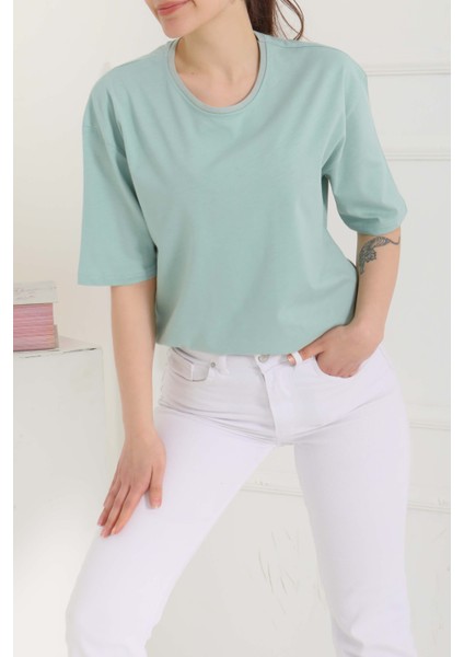 Oversize Kısa Kollu T-Şhirt Mint - 27118 fırsatları