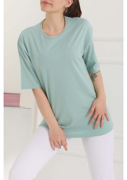Oversize Kısa Kollu T-Şhirt Mint - 27118 indirimleri