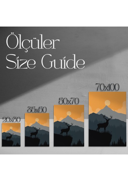 Dağ Manzarası Geyik Silüeti Tablosu modelleri