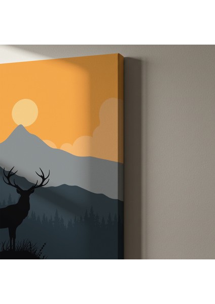 Dağ Manzarası Geyik Silüeti Tablosu indirimleri