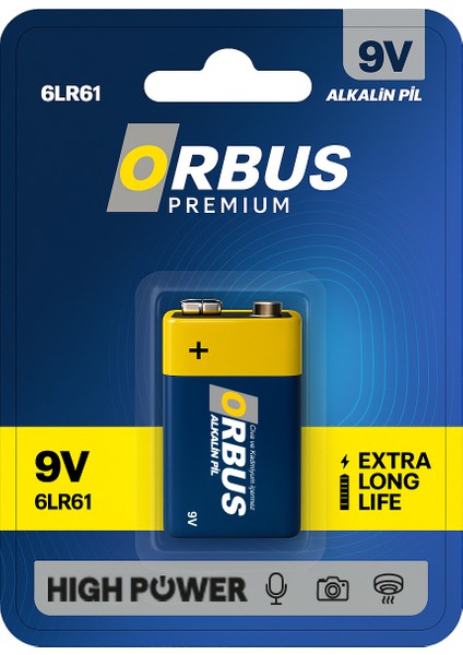 9V 6F22 Alkalin Pil Uzun Ömürlü Ekonomik