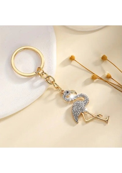 Zirkon Taşlı Kuğu Anahtarlık