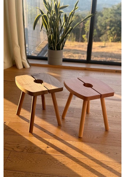 Almond Dekoratif Masif Ceviz Ahşap Yan Sehpa - Tabure fiyatları