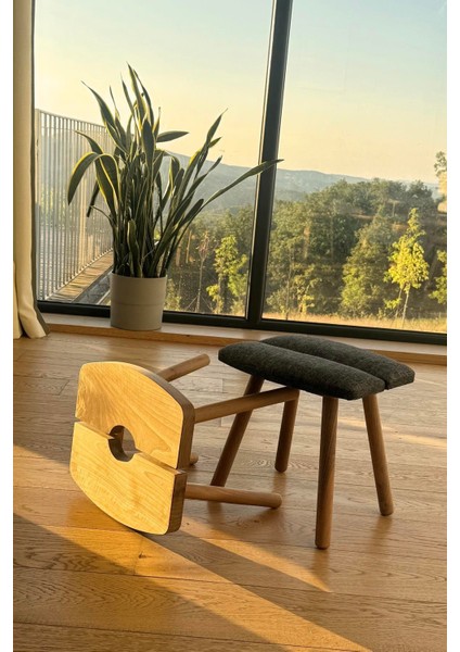 Almond Dekoratif Masif Ceviz Ahşap Yan Sehpa - Tabure modelleri