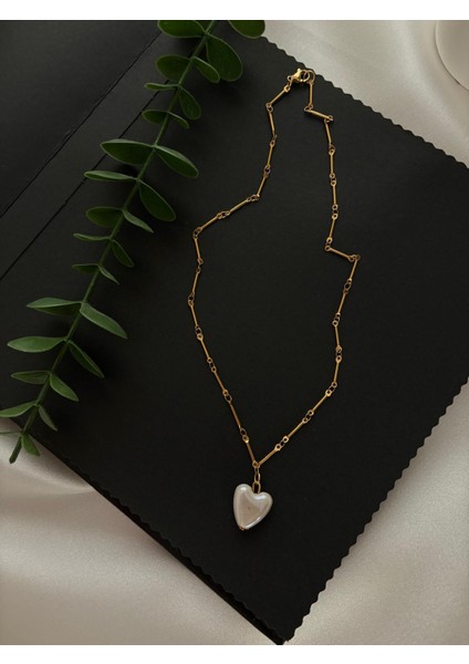 Çelik Kalp Detaylı Zincir Kolye