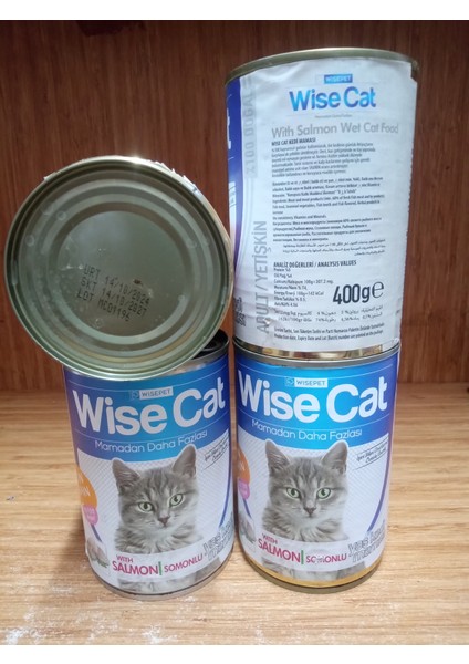 Wise Cat Kedi Konserve Yaş Mama Somon Balıklı 400 GRAM 10 Adet