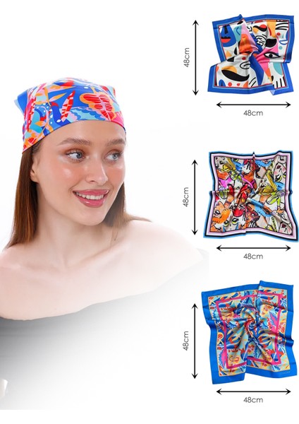 3'lü Fular Set - Karma, Picasso, Desenli Fular Koleksiyonu