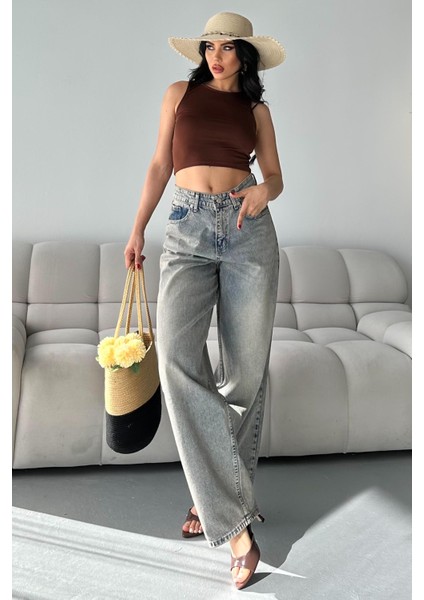 Bıyık Baggy Kot Pantolon Açik Kahve Tint - 27268