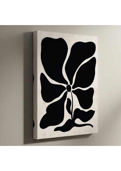 Soyut Siyah Beyaz Çiçek Tablosu