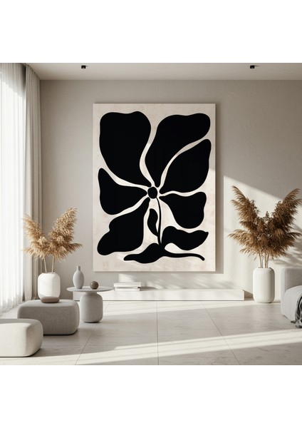 Soyut Siyah Beyaz Çiçek Tablosu fırsatları