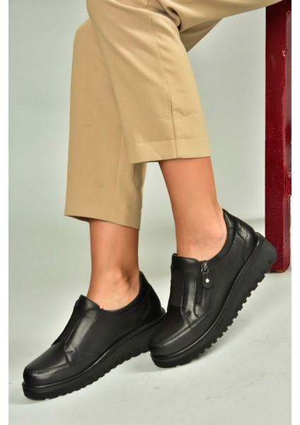 U555040503 Siyah Hakiki Deri Günlük Kadın Ayakkabı fiyatları