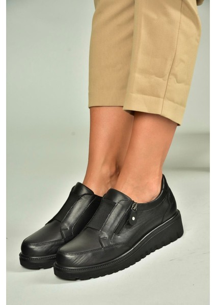 U555040503 Siyah Hakiki Deri Günlük Kadın Ayakkabı fırsatları
