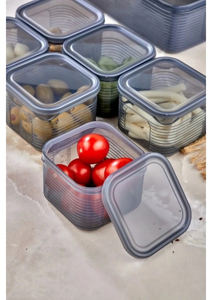 6'lı Kare Tepsili ve Bölmeli Kapaklı Çizgili Vakumlu Kahvaltılık Seti indirimleri