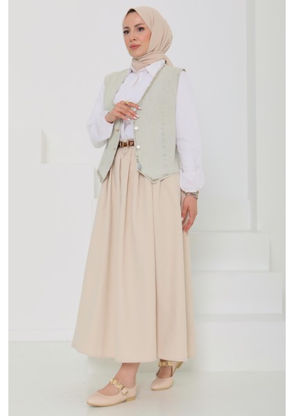 Denim Kısa Yelek Taş - 27099 fırsatları