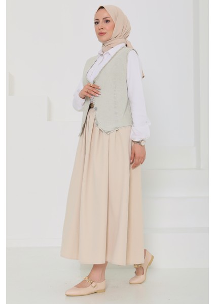 Denim Kısa Yelek Taş - 27099 indirimleri