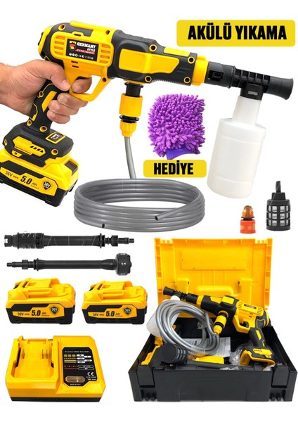 8005VFX Çift Akülü Şarjlı Oto Yıkama Makinesi Araç Köpük Yıkama Makinesi Eldiven Hediyeli