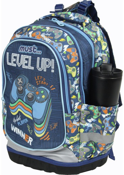 585192 Level Up Çift Cepli Ilkokul Sırt Çantası-Siyah