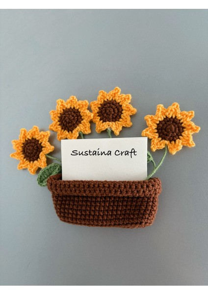 El Yapımı Örgü Çiçek Saksı Magnet – Ayçiçeği & Papatya Modelleri indirimleri