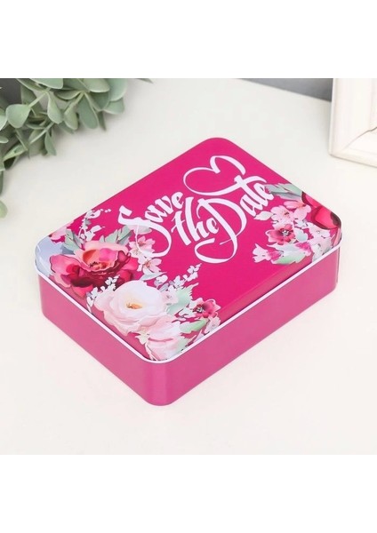Dikdörtgen Kutu Hediye Kutusu Sevgililer Günü Hediye Kutusu Save The Date Pembe 12x10cm