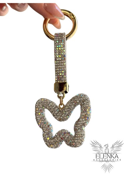 Zirkon Taşlı Gümüş Kelebek Anahtarlık Modeli fiyatları