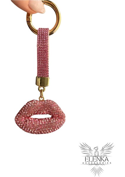 Zirkon Taşlı Pembe Dudak Model Anahtarlık fiyatları