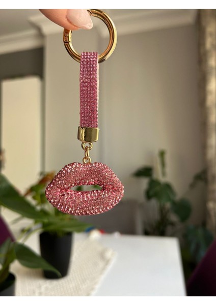 Zirkon Taşlı Pembe Dudak Model Anahtarlık modelleri