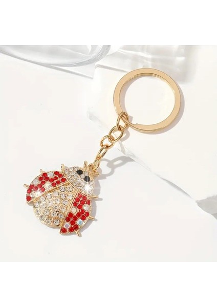 Zirkon Taşlı Uğur Böceği Anahtarlık ve Çanta Charmı