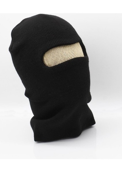 Siyah Balaclava Kar Maskesi Triko Bere Boyunluk