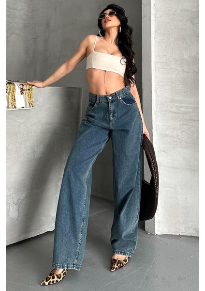 Kar Yıkamalı Baggy Kot Pantolon Yeşil Tint Yikama - 27269