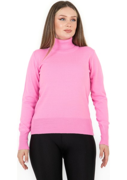 Balıkçı Yaka Basic Kazak Pembe indirimleri