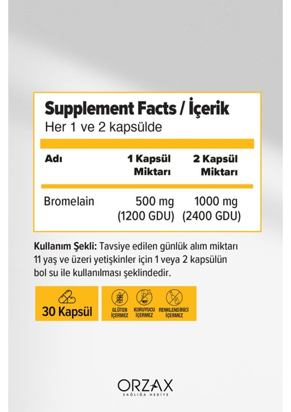 Bromelain 500 Mg 30 Kapsül fiyatları