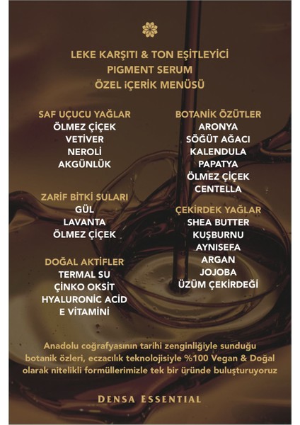 Leke Karşıtı & Ton Eşitleyici Pigment Serum 50 ml Yaşlılık/güneş/akne/sivilce/lekelerini Hedefler indirimleri