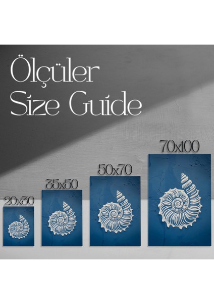 Mavi Arka Plan Beyaz Kabuklu Soyut Sanat Tablosu modelleri