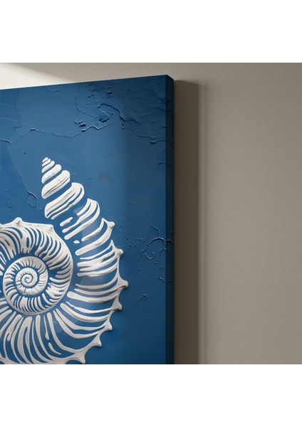 Mavi Arka Plan Beyaz Kabuklu Soyut Sanat Tablosu indirimleri