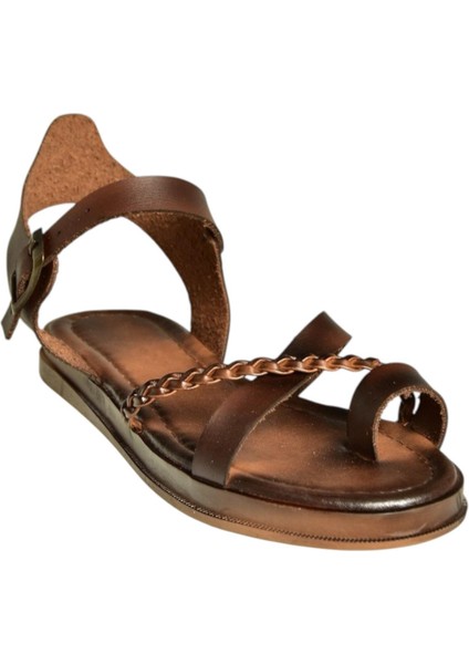 U390905303 Kahverengi Hakiki Deri Kadın Sandalet fiyatları