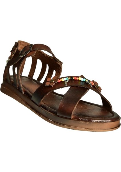 U390973503 Kahverengi Hakiki Deri Kadın Sandalet indirimleri