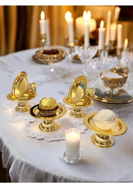 Dekoratif Gold Renk Makaronluk 6 Li Lokumluk Kahve Yani Sunumluk