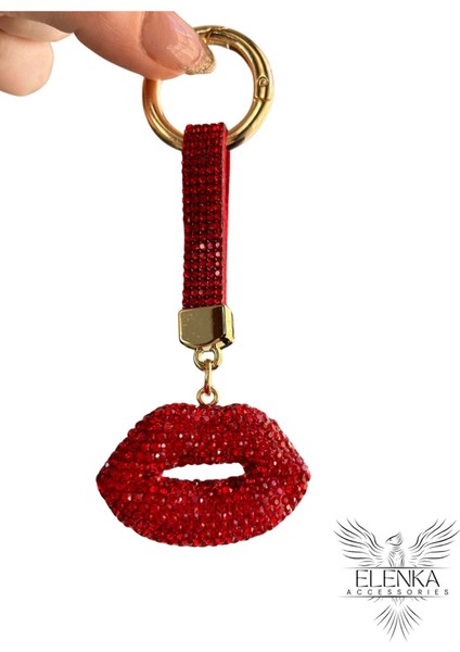 Zirkon Taşlı Kırmızı Dudak Model Anahtarlık fiyatları