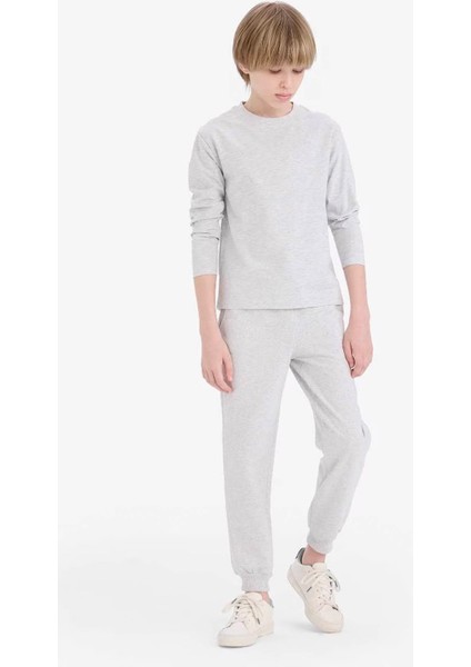 Bisiklet Yaka Basic Düz Gri Erkek Çocuk Uzun Kollu T-Shirt K1686A6/GR400 fiyatları