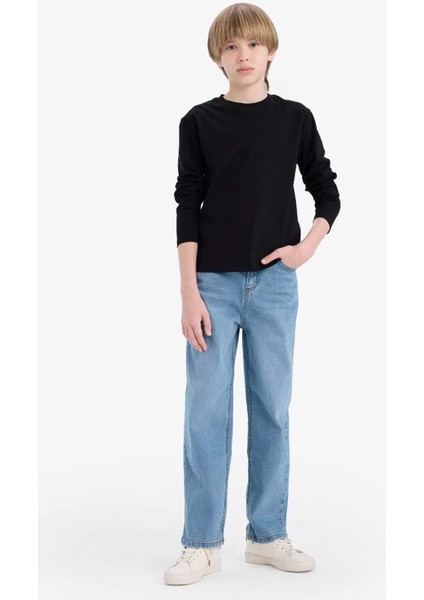 Bisiklet Yaka Basic Düz Siyah Erkek Çocuk Uzun Kollu T-Shirt K1686A6/BK81 fiyatları