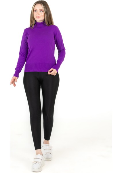 Balıkçı Yaka Basic Kazak Mor