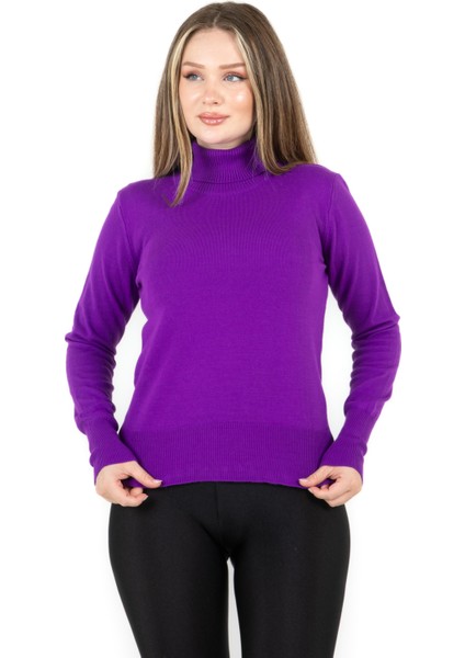 Balıkçı Yaka Basic Kazak Mor fiyatları